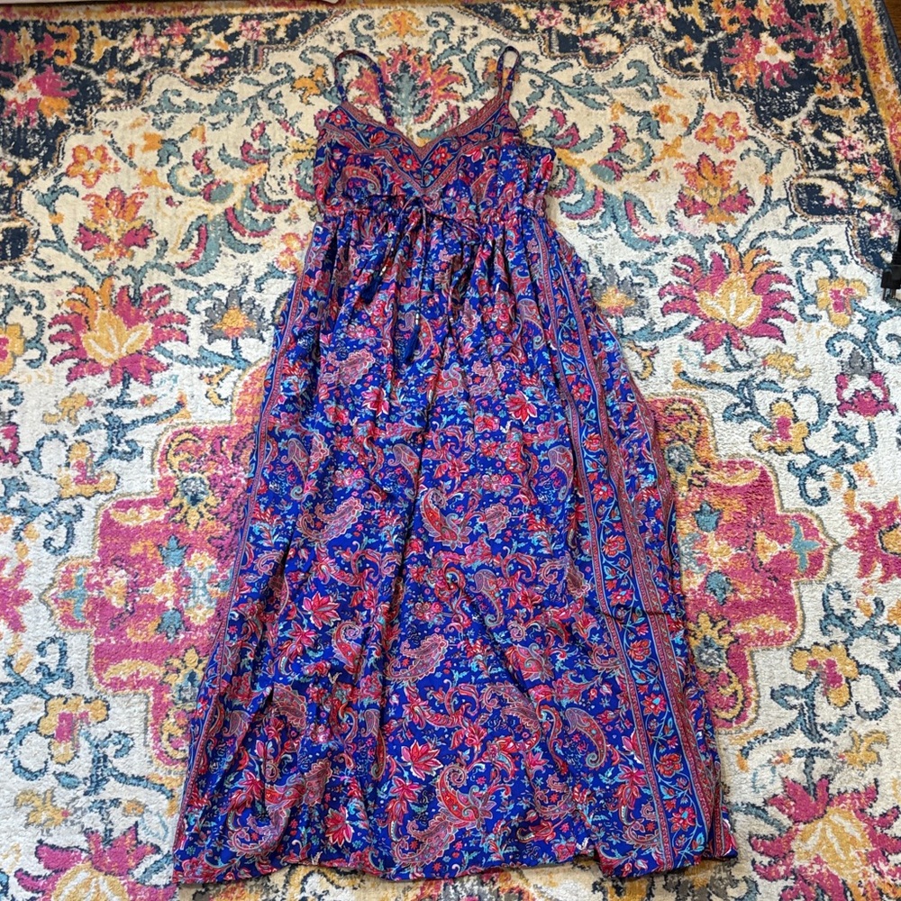 Girls' Blue & Red Paisley Maxi Dress